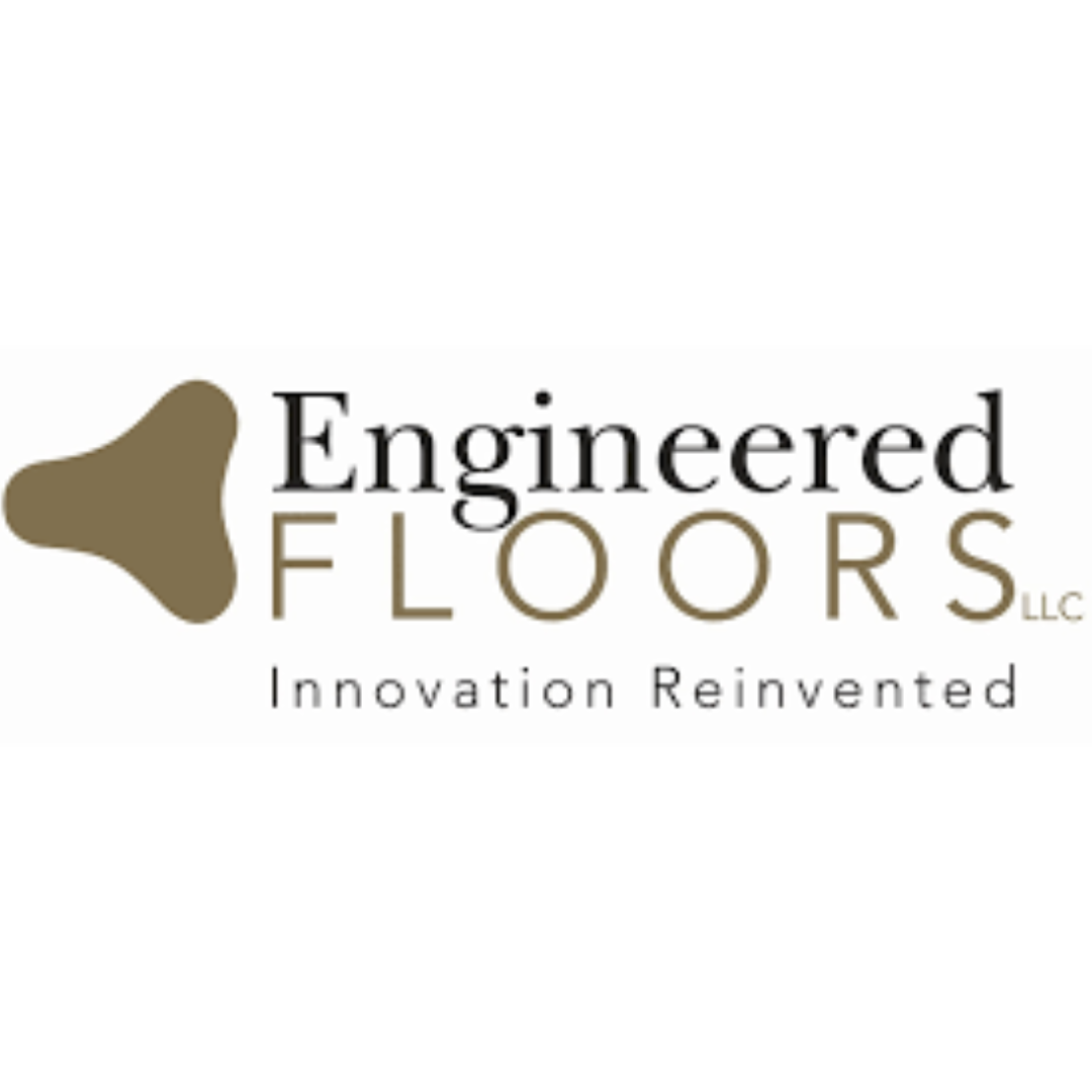 Taupe and Gray Engineered Floors Luxury Vinyl Logo